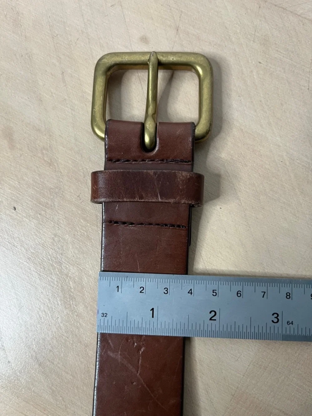 Express Women's Brown Italian Leather Belt with Brass Buckle Size @ - Picture 5 of 5